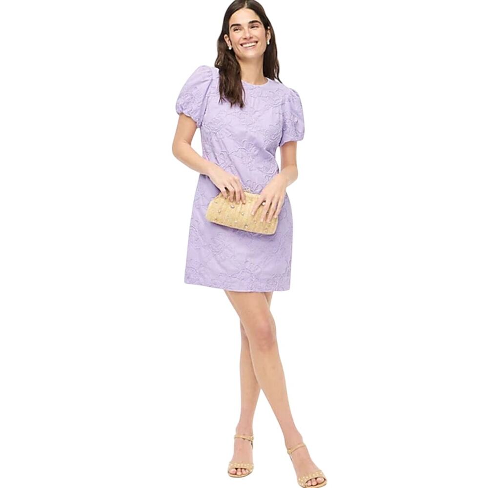 NWT‎ J. Crew Eyelet Puff Sleeve Mini Dress in Vintage Lilac CI022 Size 6